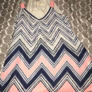 Tank top with chevron pink stripes